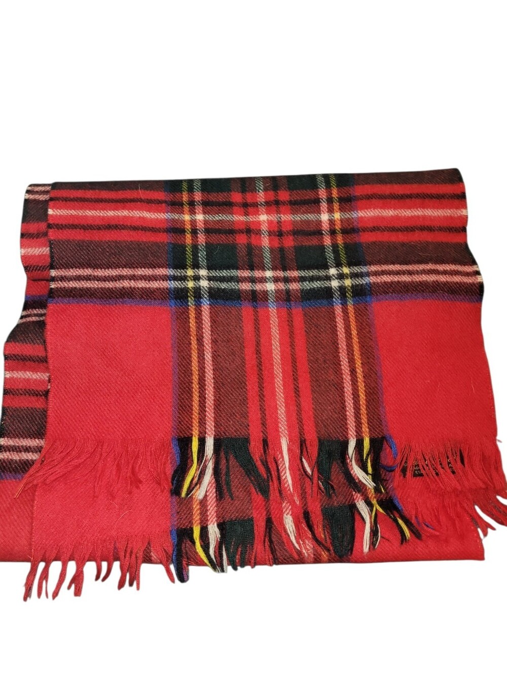 Vintage Lambswool Red Plaid Scarf